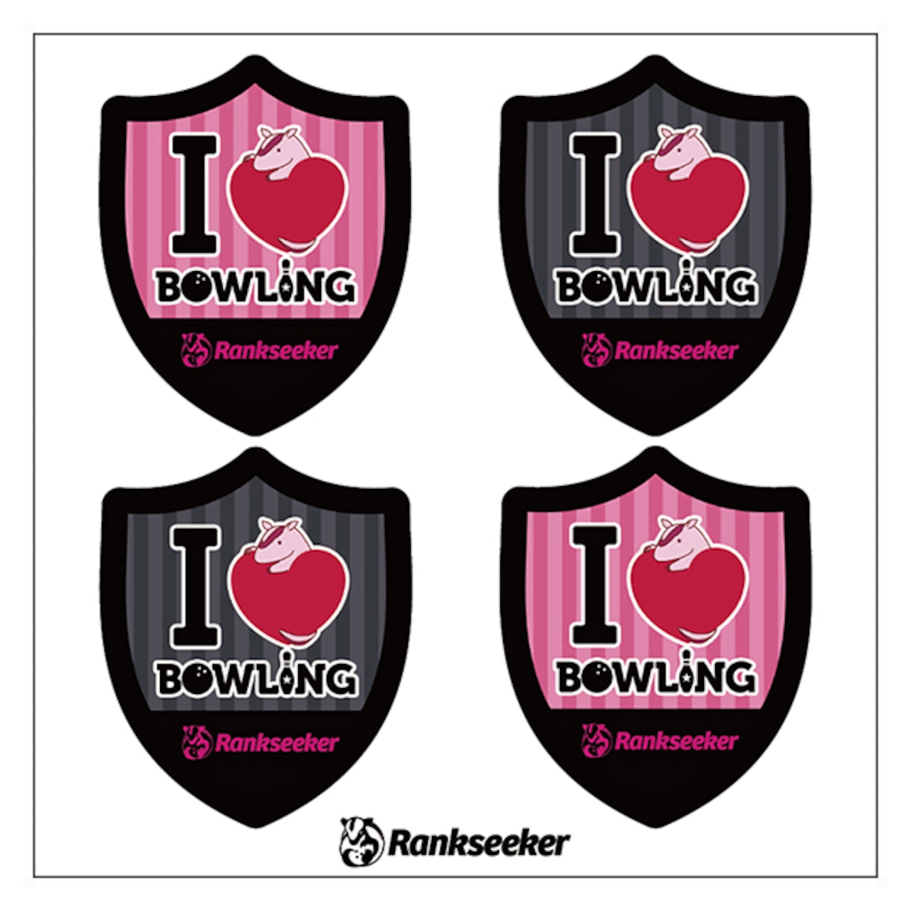 エンブレム型 I LOVE BOWLING ステッカー