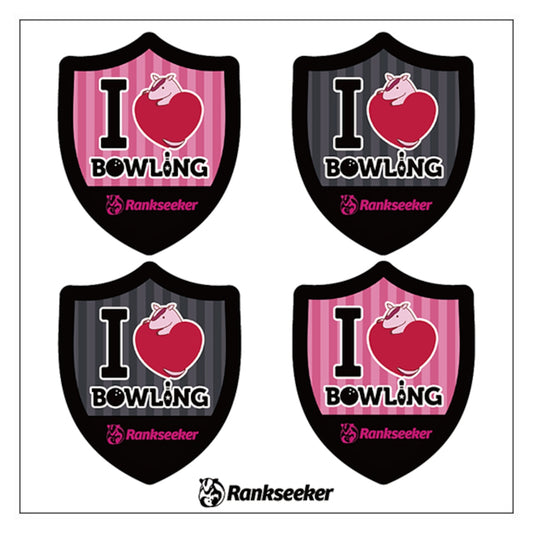 エンブレム型 I LOVE BOWLING ステッカー